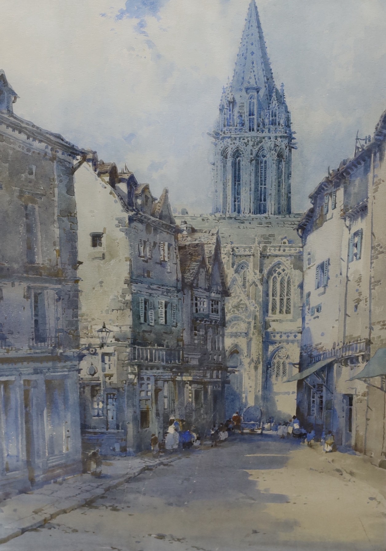 Noel Henry Leaver (1889-1951), two watercolours, 'A street scene in Normandy' and 'A street scene with archway', both signed, 37 x 27cm and 26 x 36cm